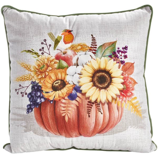Nourison Pumpkin Flower Arrangement Decorative Pillow - 18x18