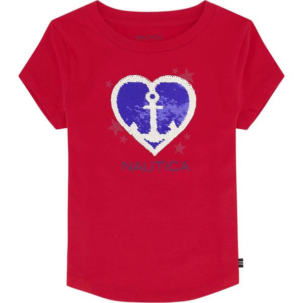 Girls &#40;4-6x&#41; Nautica Heart Anchor Flip Sequin Tee - image 