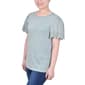Womens NY Collection Short Eyelet Sleeve Solid Blouse - image 3
