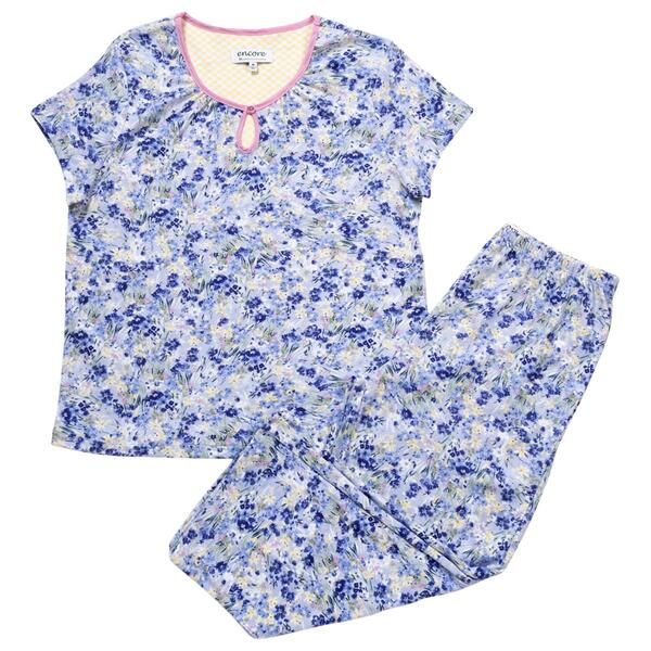 Petite Karen Neuburger Short Sleeve Brushed Meadows Pajama Set - image 