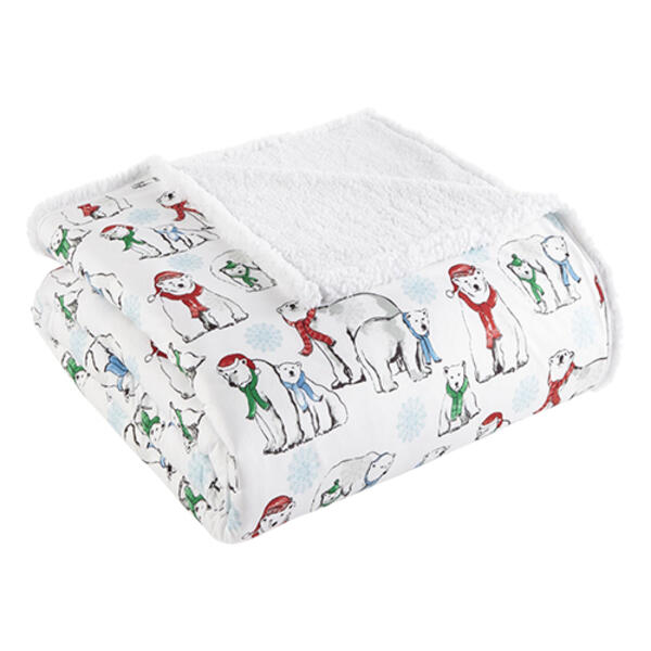Shavel Home Products Micro Flannel&#40;R&#41; Polar Bears Sherpa Blanket - image 