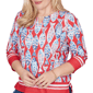 Petite Alfred Dunner Port Side 3/4 Sleeve Mosaic Fish Blouse - image 4