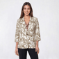 Womens Soho Apparel Tropical Leaf Faux Flap Pocket Blazer - image 1