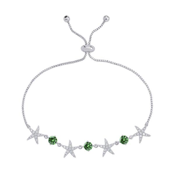 Gianni Argento Starfish Adjustable Bracelet - Silver/Emerald - image 