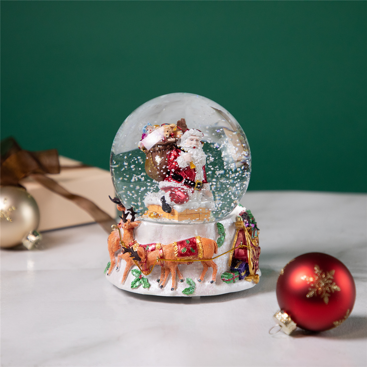 Northlight Santa Delivering Gifts Musical Christmas Snow Globe