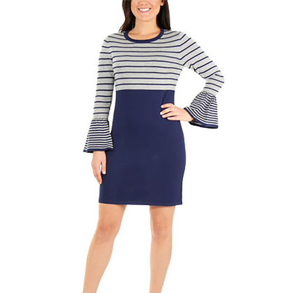Womens NY Collection Long Sleeve Stripe Dress - image 