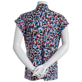 Womens Kasper Cap Sleeve Multi-Color Blouse
