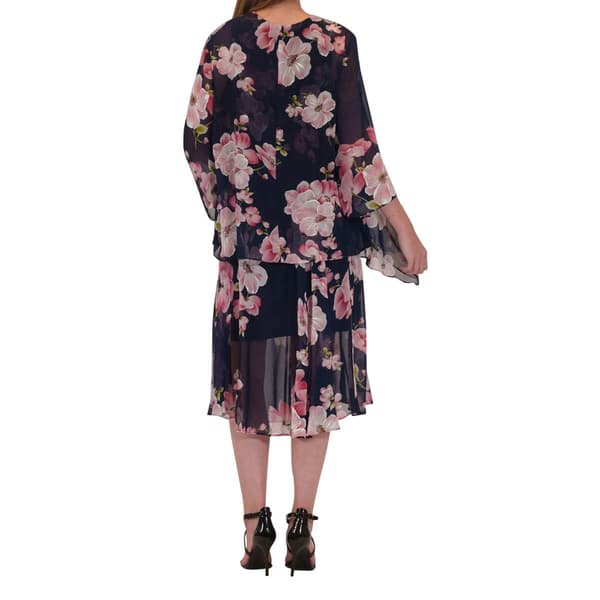Womens Robbie Bee Print Chiffon Drape Jacket Dress