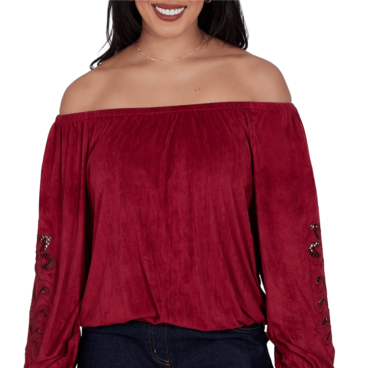 Womens Ruby Rd. English Countryside Floral Cutout Blouse