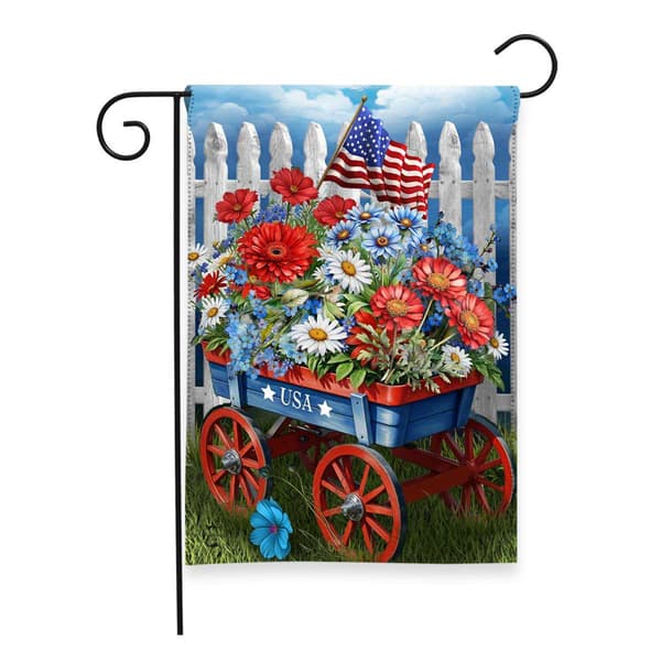 Briarwood Lane Patriotic Wagon Garden Flag - image 