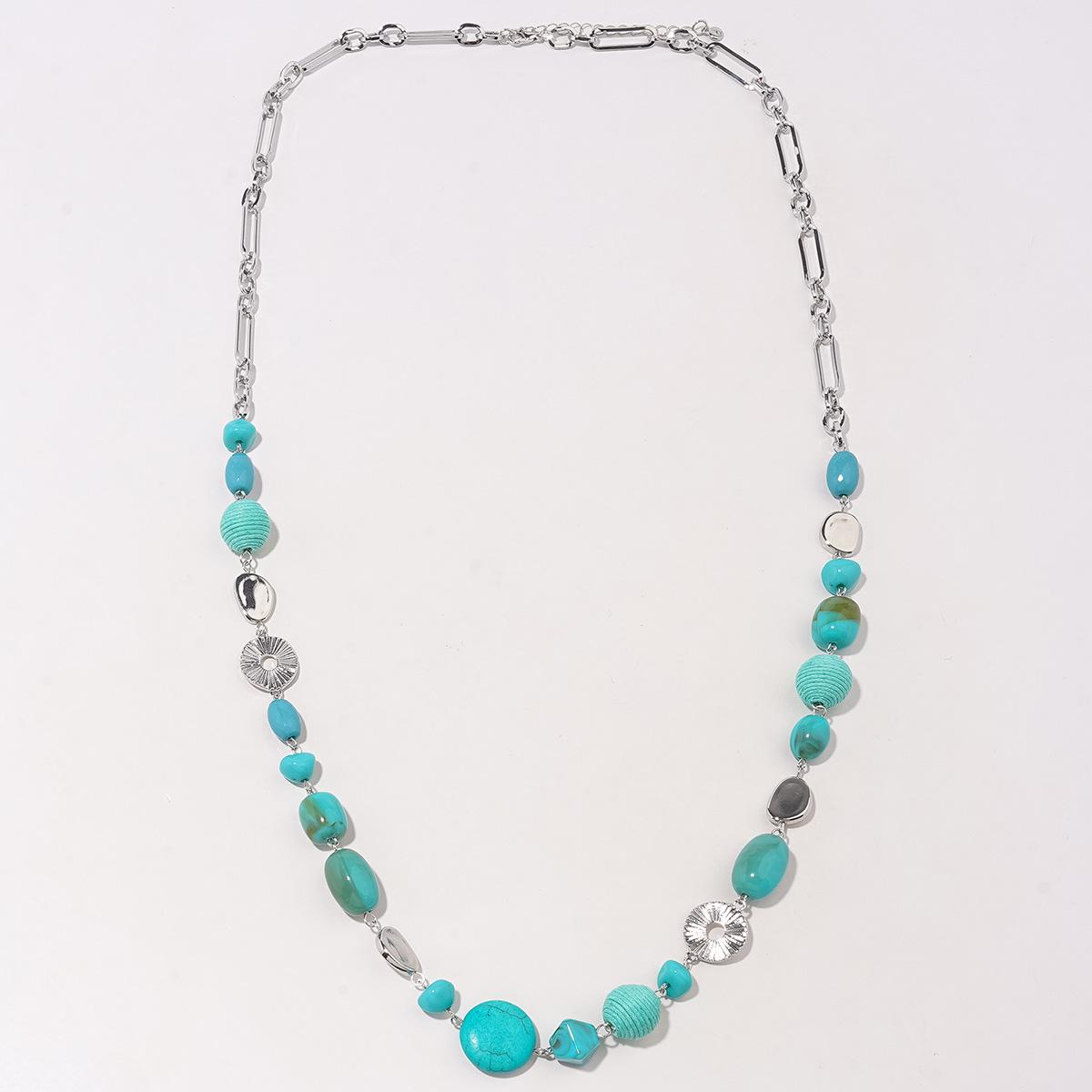 Ashley Cooper™ Turquoise Beaded Ocean Stones Silver Necklace