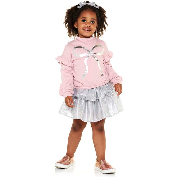 Toddler Girl Nicole Miller Long Sleeve Tee & Skirt Set w/Bow