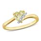 Gold Plated Sterling Silver Green Quartz & Diamond Heart Ring - image 1
