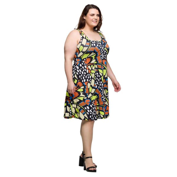 Plus Size 24/7 Comfort Apparel Butterfly Tank Swing Dress
