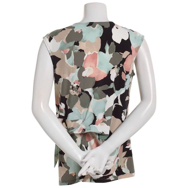 Womens Kasper Sleeveless Allover Floral Cowl Neck Top