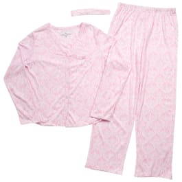 Womens Karen Neuburger Damask Pajama Set w/Headband