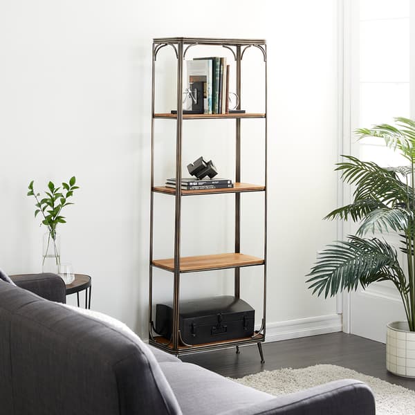 9th & Pike&#174; Large Rectangle 5 Shelf Wood And Metal Bookcase