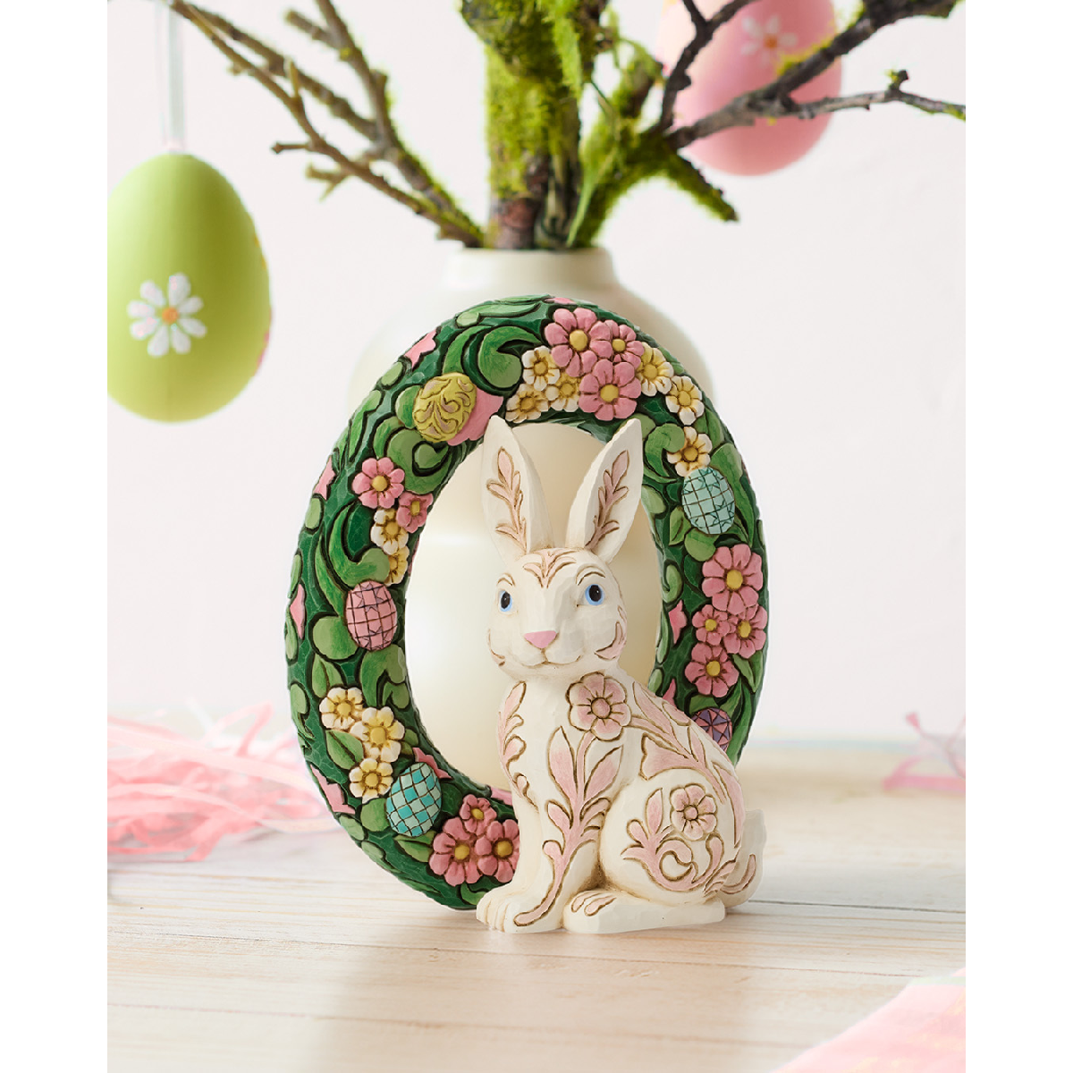 Jim Shore Heartwood Creek Floral Bunny Wreath Figurine