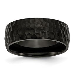 Mens Endless Affection(tm) Black IP-Plated & Hammered 8mm Band