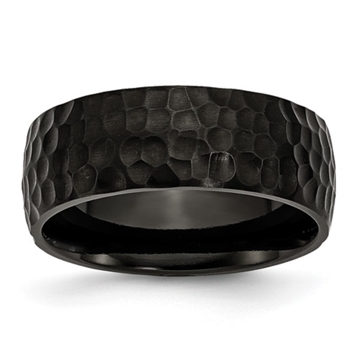 Mens Endless Affection(tm) Black IP-Plated & Hammered 8mm Band