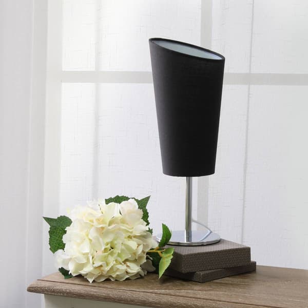 Simple Designs Mini Chrome Mini Table Lamp w/Angled Fabric Shade