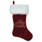 Merry Christmas Embroidered Plush Fold-Over Cuff Stocking - image 1