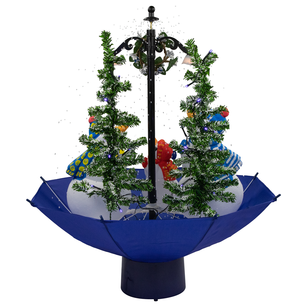 Northlight Musical Snowman Family in Umbrella Christmas Décor