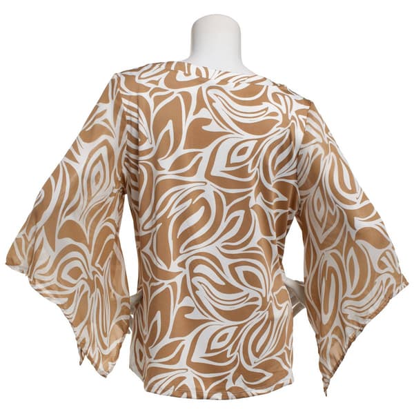 Womens Sara Michelle 3/4 Chiffon Sleeve Keyhole Neck Blouse