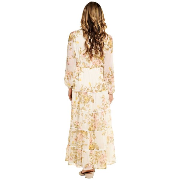 Womens MSK Long Sleeve Print Yoryu Tier Maxi
