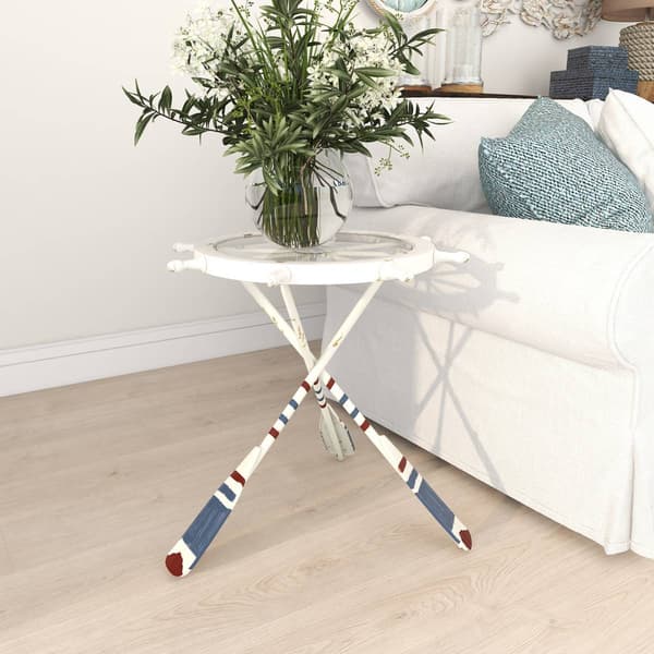 9th & Pike® White Coastal Metal Accent Table