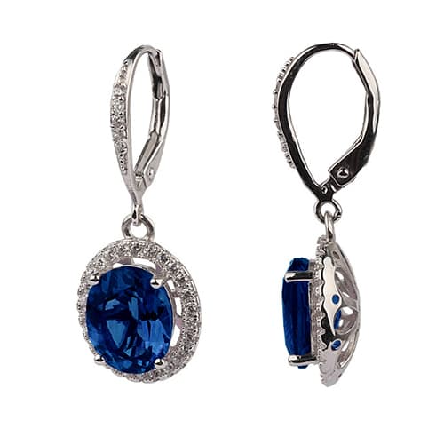Gemstone & CZ Pear Drop Earrings