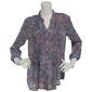 Womens Ruby Rd. Wovens Batik Floral Pintuck Casual Button Down - image 1