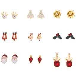9pr. Christmas Motif Stud Earring Set