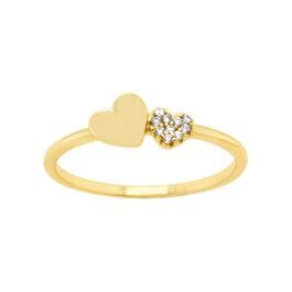 Marsala Gold Plated Clear Cubic Zirconia Double Heart Ring