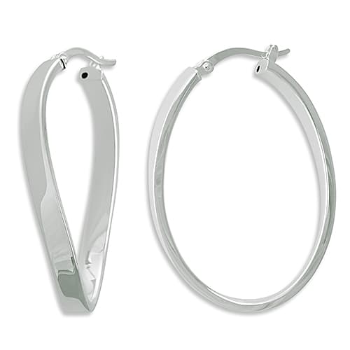 Ellen Tracy Sterling Silver Wave Hoop Earrings - image 