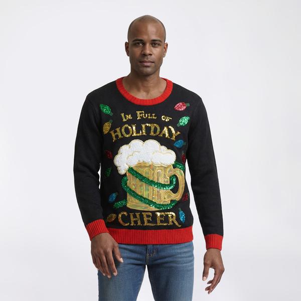 Mens Holiday Hype Full Of Holiday Cheer Drink Pocket Sweater