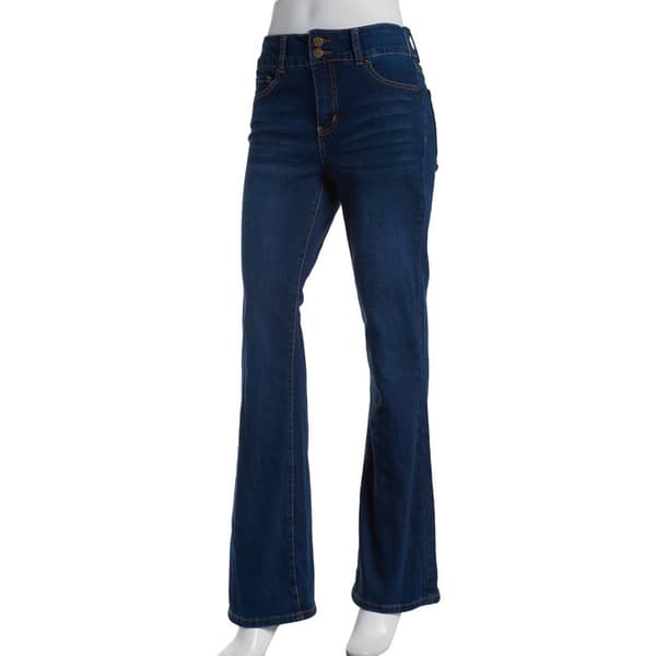 Plus Size Bleu Denim 5 Pocket 2 Button Bootcut Jeans - image 
