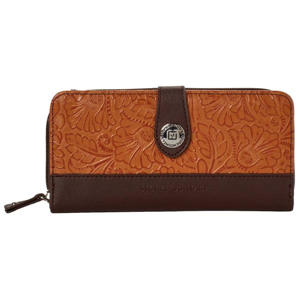 Womens Stone Mountain Tooled Large Zip Around Wallet - image 