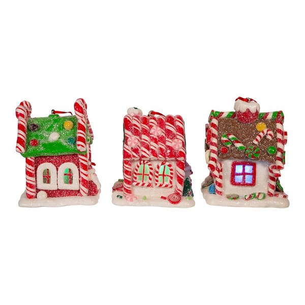 Kurt Adler 3.5in. LED Gingerbread Candy House Set of 3
