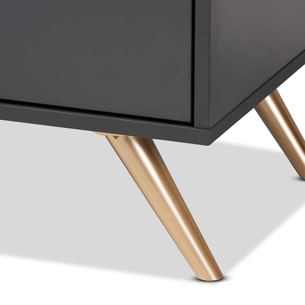 Baxton Studio Kelson Dark Grey & Gold Wood 6-Drawer Dresser