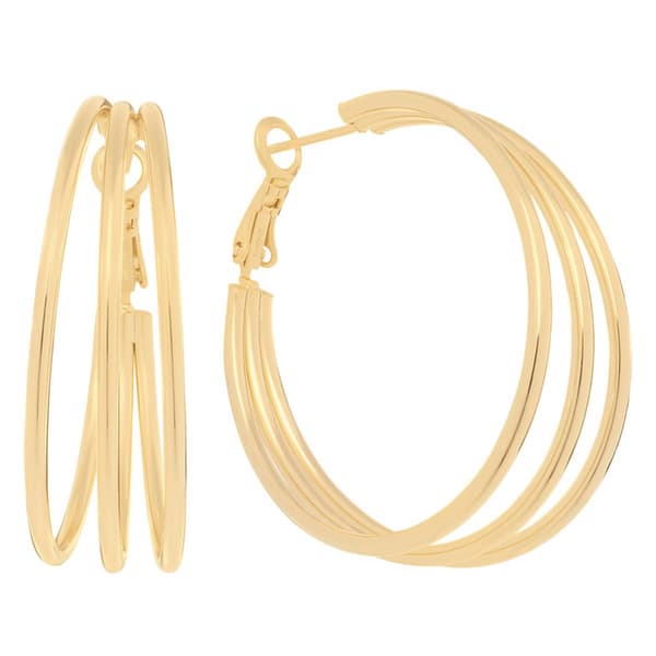 14kt. Gold Over Brass 40mm Triple Hoop Earrings - image 