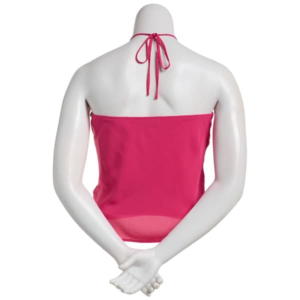 Womens Nicole Miller Solid Halter Blouse with 3D Rose