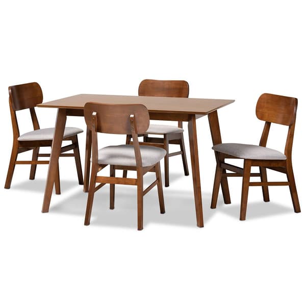Baxton Studio Euclid Walnut Brown Finished Wood 5pc. Dining Set