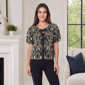 Womens Nicole Miller Short Sleeve Leopard Triple Bow Cardigan - image 2