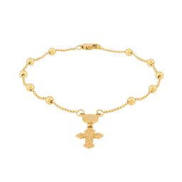 Gold Classics(tm) Rosary Beads w/ Mary & Drop Crucifix Bracelet
