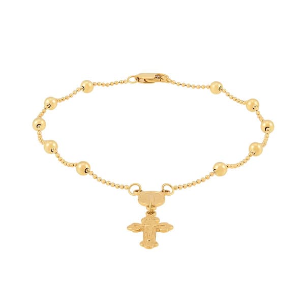Gold Classics(tm) Rosary Beads w/ Mary & Drop Crucifix Bracelet - image 