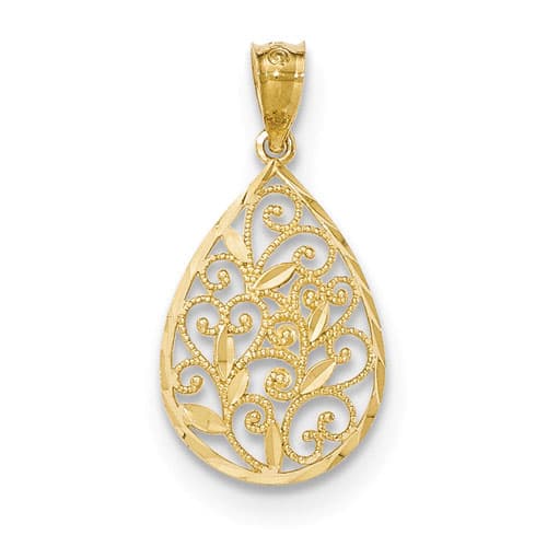 Gold Classics&#40;tm&#41; 14kt. Small Filigree Teardrop Pendant - image 