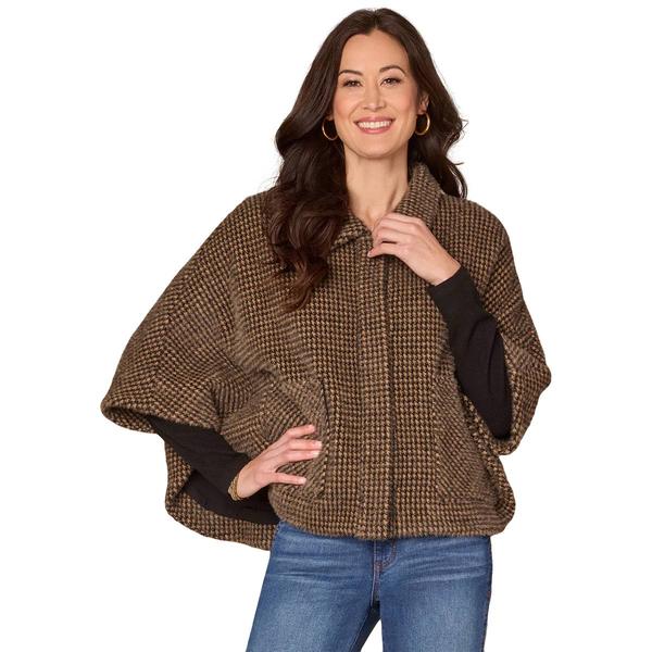 Womens Democracy Wide Collar Patch Pocket Woven Capelet Jacket