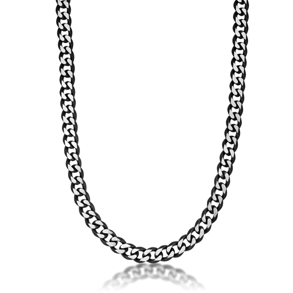 Mens Lynx Black Ion Plated Stainless Steel Foxtail Chain Necklace - image 