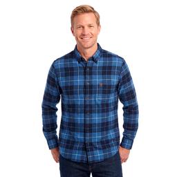 Mens IZOD(R) Long Sleeve Stratton Flannel Shirt - True Navy